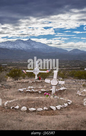 Croci di legno cimitero Apache Foto Stock