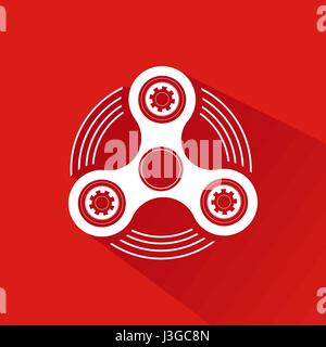 Mano Spinner Emblema con sfondo rosso, vettore illustrazione Illustrazione Vettoriale