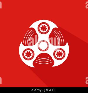 Mano Spinner Emblema con sfondo rosso, vettore illustrazione Illustrazione Vettoriale