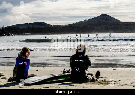 Surf paddle boarding tofino Foto Stock