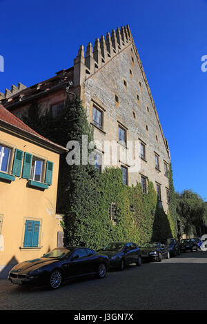 Villaggio di Sommerhausen, distretto di Wuerzburg, Frankonia inferiore, Baviera, Germania, il palais Foto Stock