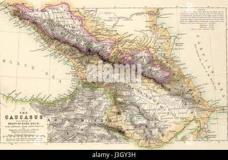 "Fullarton, A. & Co.. Caucausus & Crimea' è una mappa pubblicata nel 1872 da Fullarton & Co., che descrive in dettaglio le regioni del Caucaso e della Crimea. Offre approfondimenti sul paesaggio politico e geografico della zona durante il XIX secolo. Foto Stock