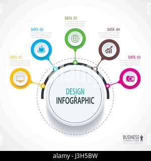 Cerchio astratto infographics opzioni del numero di modello. Illustrazione Vettoriale sfondo. Può essere utilizzato per il layout di flusso di lavoro, diagramma, dati business step op Illustrazione Vettoriale