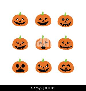 Zucca di Halloween icone Illustrazione Vettoriale