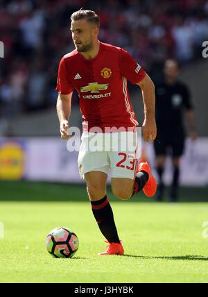 Luca SHAW DI MANCHESTER UNITED LEICESTER CITY V MANCHESTER ONU Wembley Stadium Londra Inghilterra 07 Agosto 2016 Foto Stock