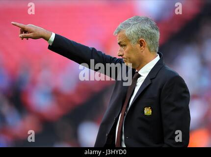 Il MANCHESTER UNITED MANAGER JOSE LEICESTER CITY V MANCHESTER ONU Wembley Stadium Londra Inghilterra 07 Agosto 2016 Foto Stock