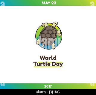 Mondo Turtle giorno, 23 maggio. Tartaruga, terra-dimora del rettile. Vettore disegnati a mano illustrazione, isolato su bianco Illustrazione Vettoriale