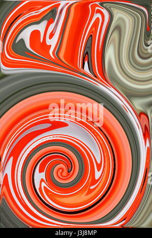 Abstract turbinii arancione grigio su sfondo colorato. distorta immagine fotografica. mescolati i colori di vernice. Foto Stock