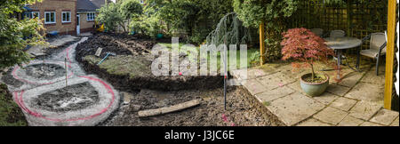 Nuova architettura del giardino e la costruzione da parte di un approvato il Marshalls contraente Foto Stock