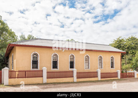 GENADENDAL, SUD AFRICA - 27 Marzo 2017: parte degli storici edifici scolastici a Genadendal, ora un centro conferenze. È la prima missione stazio Foto Stock