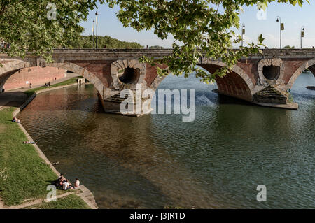 Pont Neuf, XVI secolo ponte nella città di Tolosa, il sud della Francia e d'Europa. Foto Stock