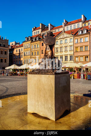 Polonia, Masovian voivodato, Varsavia, Old Town Market Place, la sirena di Varsavia Foto Stock