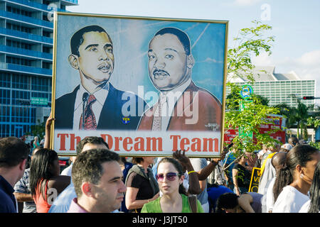 Miami Florida,Biscayne Boulevard,Bicentennial Park,Early Vote for Change Rally,Barack Obama,candidato presidenziale,campagna,campagna,Martin Luther Foto Stock