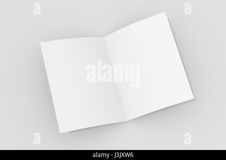 Brochure vuoto magazine mock up isolato sul morbido sfondo grigio.3d illustrato Foto Stock