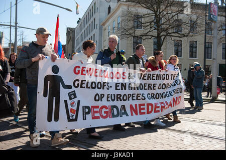 Dimostrazione Pegida all'Aia, Paesi Bassi Foto Stock