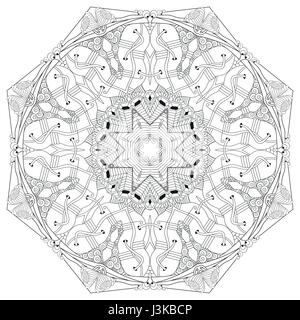Mandala per la colorazione. Vettore zentangle decorativo oggetto Illustrazione Vettoriale