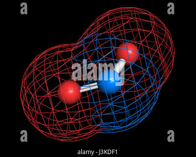 Il biossido di azoto (NO2) inquinamento atmosferico molecola. Free Radical composto, noto anche come NOx. Gli atomi sono rappresentati come sfere con colore convenzionale codi Foto Stock