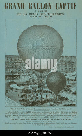 Grand ballon captif un vapeur de la cour des Tuileries, Parigi, 1878 Foto Stock