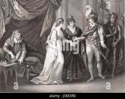 Enrico V era un re d'Inghilterra, famoso per la sua leadership militare, in particolare durante la guerra dei cent'anni. È noto soprattutto per la sua vittoria nella battaglia di Agincourt nel 1415, un momento chiave nella storia inglese che consolidò la sua reputazione come uno dei più grandi monarchi inglesi. Foto Stock