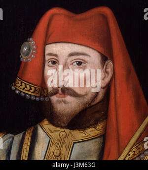 Re Enrico IV d'Inghilterra regnò dal 1399 al 1413, dopo aver conquistato il trono da Riccardo II. Il suo regno segnò l'inizio della dinastia Lancaster, che avrebbe dominato la politica inglese per decenni. La leadership di Enrico dovette affrontare sfide significative, tra cui ribellioni e i conflitti in corso della Guerra dei cent'anni. Foto Stock