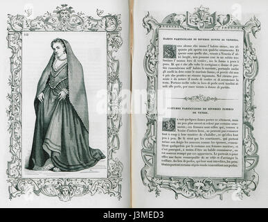 Habiti particolari di diverse donne di Venetia Vecellio Cesare 1860 Foto Stock