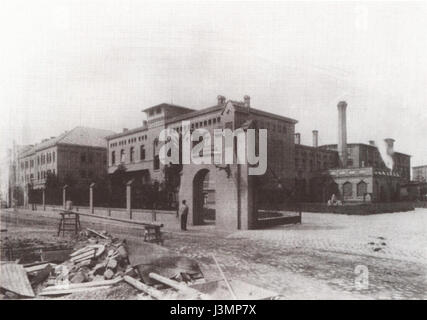 Questa mappa del 1915 mostra la Heerstrasse 15 e il Proviantamt (Provision Office) di Lipsia, Germania. L'area è un'importante località storica, che riflette lo sviluppo urbano e le infrastrutture dell'inizio del XX secolo a Lipsia. Foto Stock