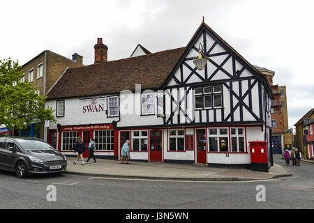 Il Cigno Public House, Bank Street, Braintree, Essex, Regno Unito Foto Stock