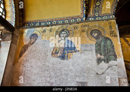 Mosaico di Gesù Cristo in Hagia Sophia, Istanbul Foto Stock