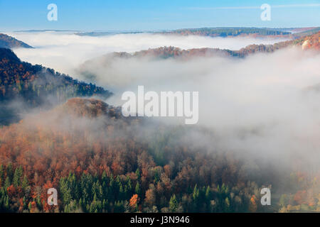 Aussichtpunkt, Donautal, Naturpark Obere Donau, Baden-Wuerttemberg, Deutschland Foto Stock