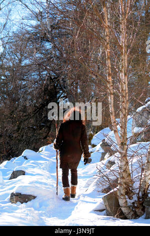 Escursionista, Moerschieder Burr, Hunsrueck-Hochwald National Park, Germania Foto Stock
