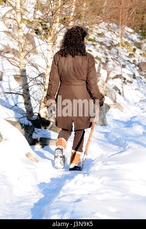 Escursionista, Moerschieder Burr, Hunsrueck-Hochwald National Park, Germania Foto Stock