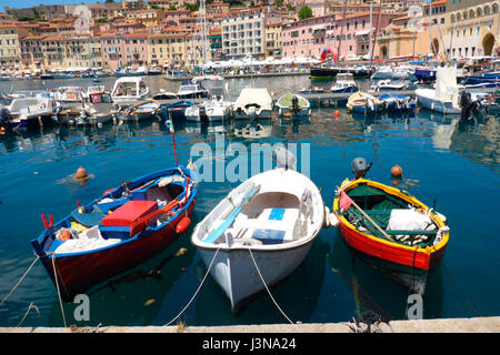 Barche da pesca, porto di Portoferraio, Isola d'Elba, Toscana, Italia, Europa Foto Stock
