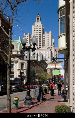 Lungo le strade del centro di Providence, Rhode Island, STATI UNITI D'AMERICA Foto Stock