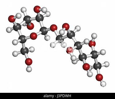 L isomalto sostituto dello zucchero (molecola di uno dei due componenti mostrati). Gli atomi sono rappresentati come sfere con i tradizionali colori: idrogeno (bianco), ca Foto Stock