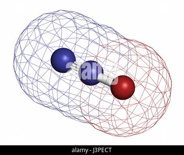 Protossido di azoto, N2O, gas ridente, modello di molecola e