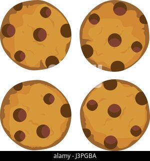 Illustrazione vettoriale di un chocolate chip cookie impostato Illustrazione Vettoriale