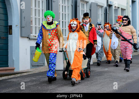 Fasnachts-Gruppe mit Piccolos, Floeten, Pfeifer-Gruppe, Basilea, Schweiz Foto Stock