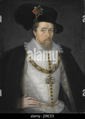 Giacomo vi ed io fu re di Scozia come Giacomo vi e re d'Inghilterra e d'Irlanda come Giacomo I. il suo regno segnò l'unione delle corone di Scozia e Inghilterra, influenzando la politica dei primi anni del XVII secolo e la storia britannica. Foto Stock