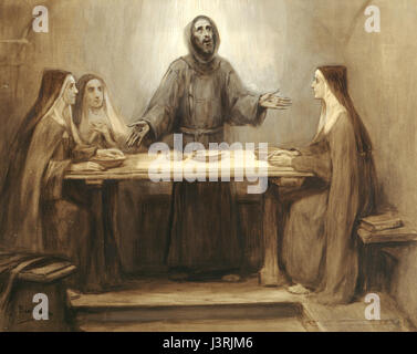 Josep Benlliure Gil era un rinomato pittore spagnolo, famoso per le sue raffigurazioni di soggetti storici e culturali. Le sue opere riflettono una miscela di realismo e romanticismo, con una forte attenzione alla storia e alle tradizioni spagnole. Foto Stock