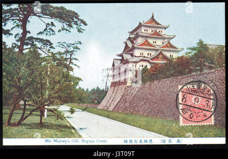 Giappone 1933 cartolina affrancata che mostra il Castello Nagoya Foto Stock