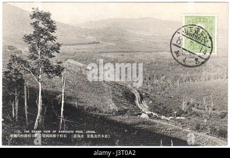 Giappone 1933 cartolina affrancata che mostra la vista di Karikachi Pass Foto Stock