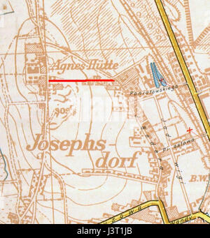 "Katowice ulica Bytomska na mapie z roku 1939" si riferisce a una mappa di Katowice, Polonia, del 1939, che mostra Bytomska Street e il suo contesto storico durante il periodo tra le due guerre e la seconda guerra mondiale Foto Stock