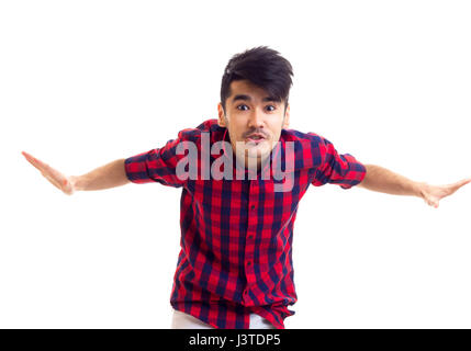 Giovane uomo in plaid shirt Foto Stock