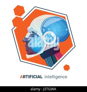 Intelligenza artificiale Robot di moderna tecnologia del cervello Illustrazione Vettoriale
