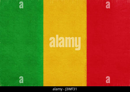 Illustrazione della bandiera nazionale del Mali con un look grunge. Foto Stock
