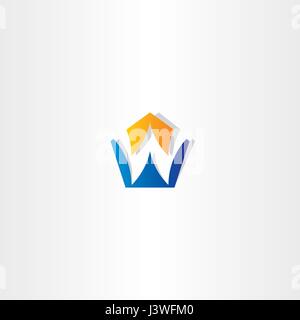 Lettera w pentagono icona vettore logo aziendale Illustrazione Vettoriale