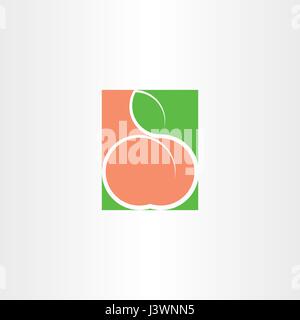 Frutta pesche icona logo design Illustrazione Vettoriale