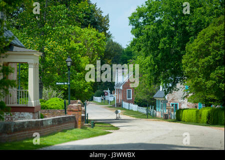 Stati Uniti Virginia VA coloniale Storica Yorktown villaggio sul fiume di York - Main Street Foto Stock