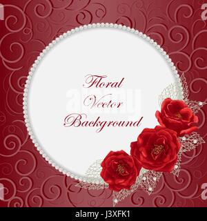 Cornice rotonda con rose Illustrazione Vettoriale