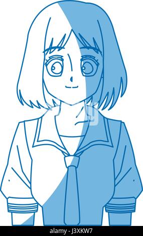 Ragazza adolescente manga anime character Illustrazione Vettoriale